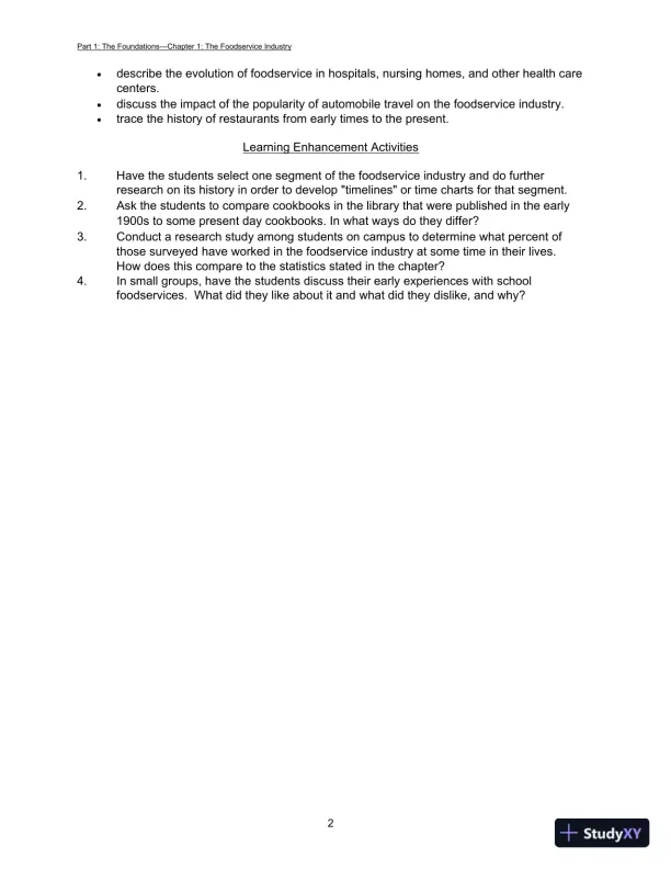 Foodservice Management: Principles And Practices, 12th Edition Test Bank - Page 5 preview image