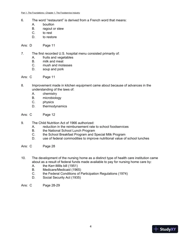 Foodservice Management: Principles And Practices, 12th Edition Test Bank - Page 7 preview image