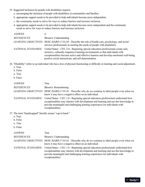 Human Exceptionality: School, Community, And Family, 12th Edition Test Bank - Page 12 preview image