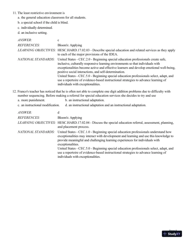 Human Exceptionality: School, Community, And Family, 12th Edition Test Bank - Page 28 preview image