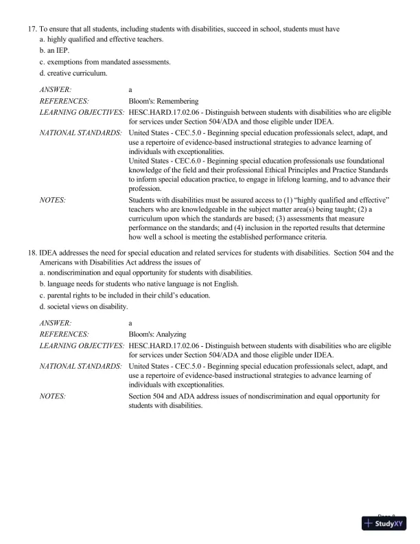 Human Exceptionality: School, Community, And Family, 12th Edition Test Bank - Page 31 preview image