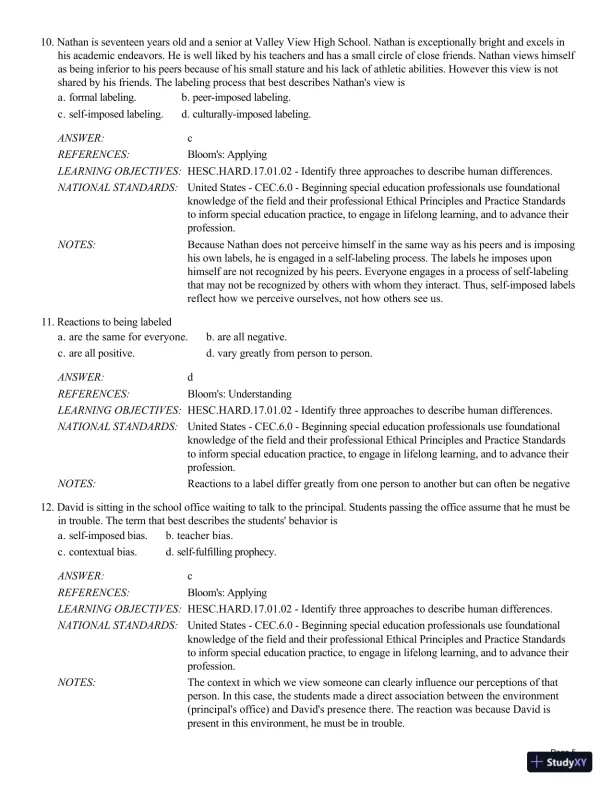Human Exceptionality: School, Community, And Family, 12th Edition Test Bank - Page 6 preview image