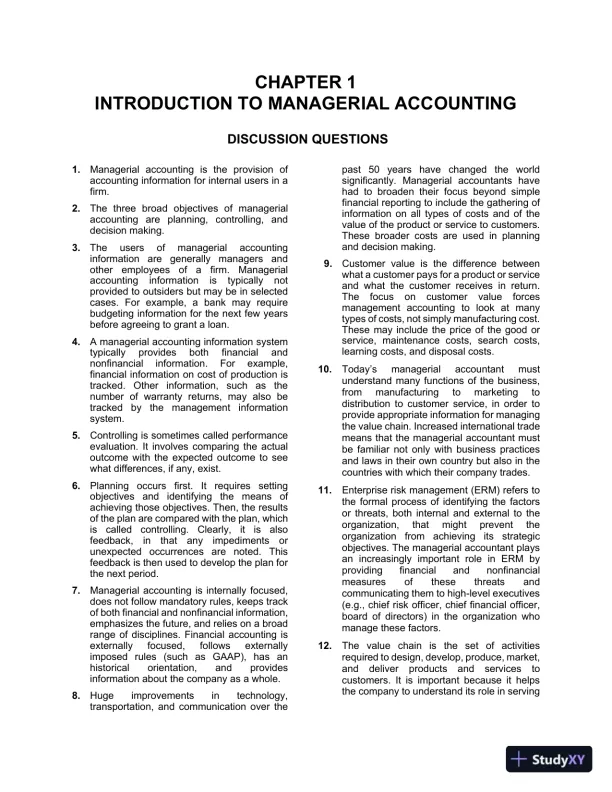 Cornerstones Of Managerial Accounting, Third Canadian Edition Solution Manual - Page 1 preview image