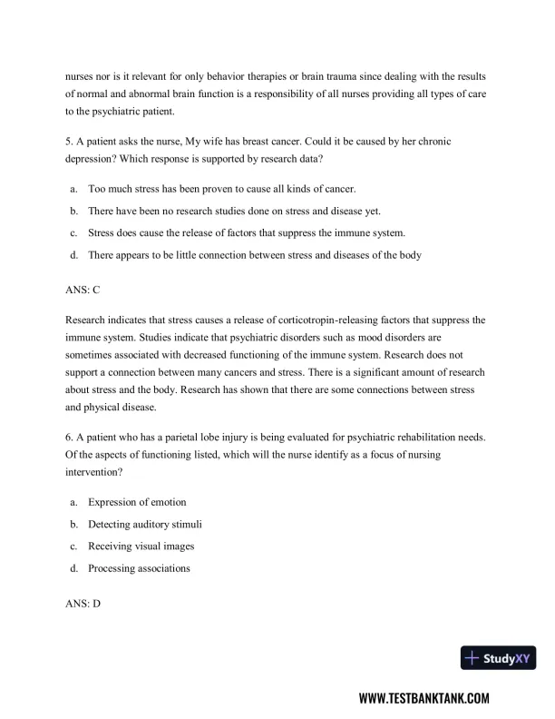 Diagnostic and Statistical Manual of Mental Disorders 5th Edition Test Bank - Page 18 preview image