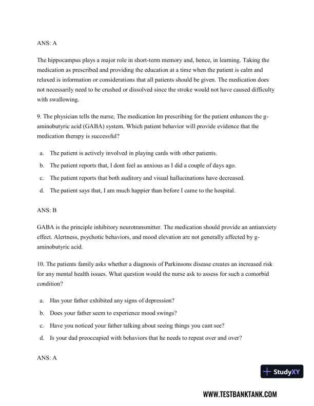 Diagnostic and Statistical Manual of Mental Disorders 5th Edition Test Bank - Page 20 preview image