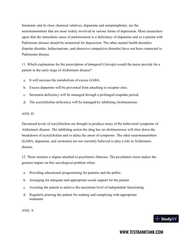 Diagnostic and Statistical Manual of Mental Disorders 5th Edition Test Bank - Page 21 preview image