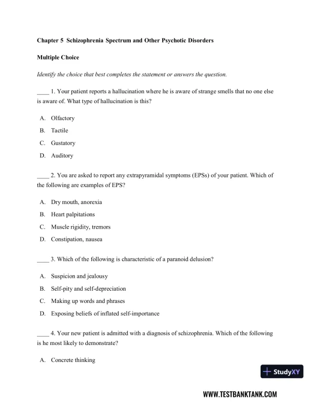 Diagnostic and Statistical Manual of Mental Disorders 5th Edition Test Bank - Page 27 preview image