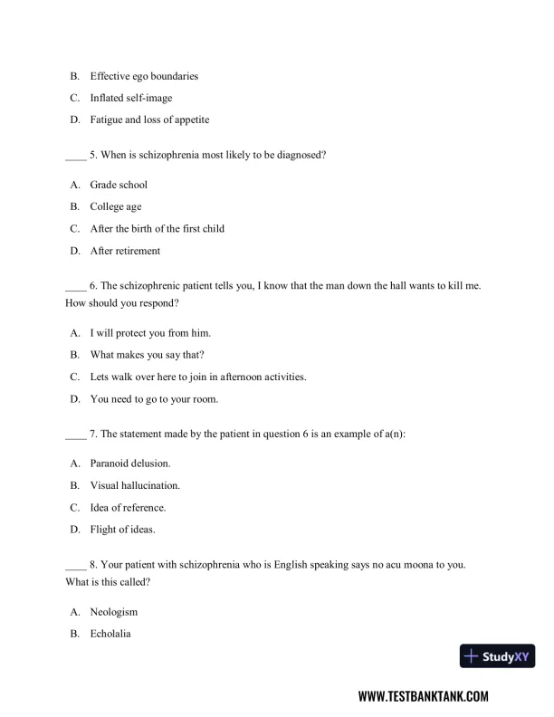 Diagnostic and Statistical Manual of Mental Disorders 5th Edition Test Bank - Page 28 preview image