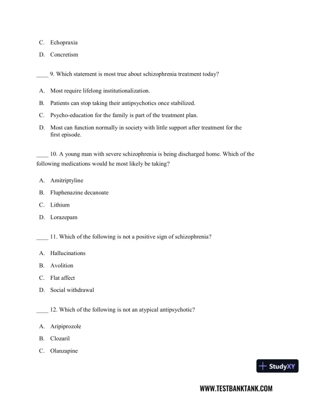 Diagnostic and Statistical Manual of Mental Disorders 5th Edition Test Bank - Page 29 preview image