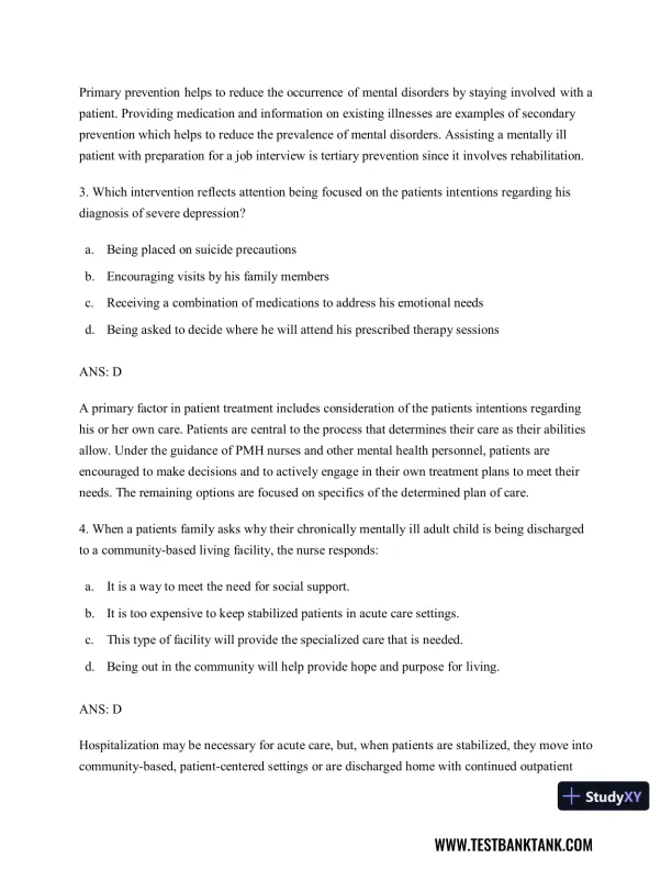 Diagnostic and Statistical Manual of Mental Disorders 5th Edition Test Bank - Page 3 preview image