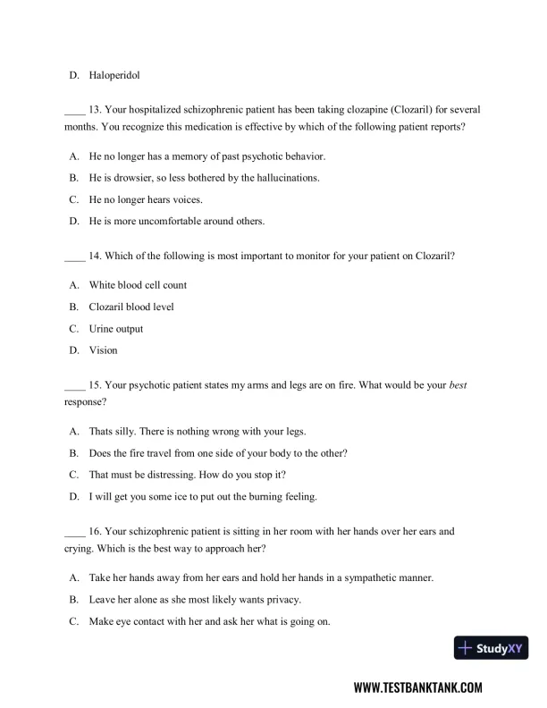 Diagnostic and Statistical Manual of Mental Disorders 5th Edition Test Bank - Page 30 preview image