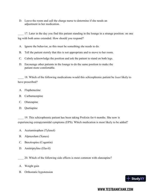 Diagnostic and Statistical Manual of Mental Disorders 5th Edition Test Bank - Page 31 preview image