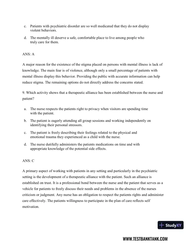 Diagnostic and Statistical Manual of Mental Disorders 5th Edition Test Bank - Page 6 preview image