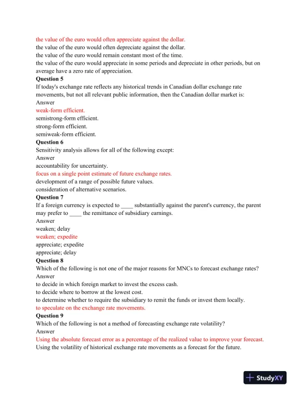 FIN 535 Week 11 Final Exam: International Finance and Risk Management - Page 3 preview image