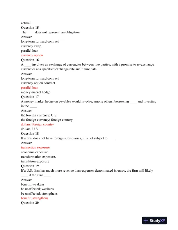 FIN 535 Week 11 Final Exam: International Finance and Risk Management - Page 5 preview image
