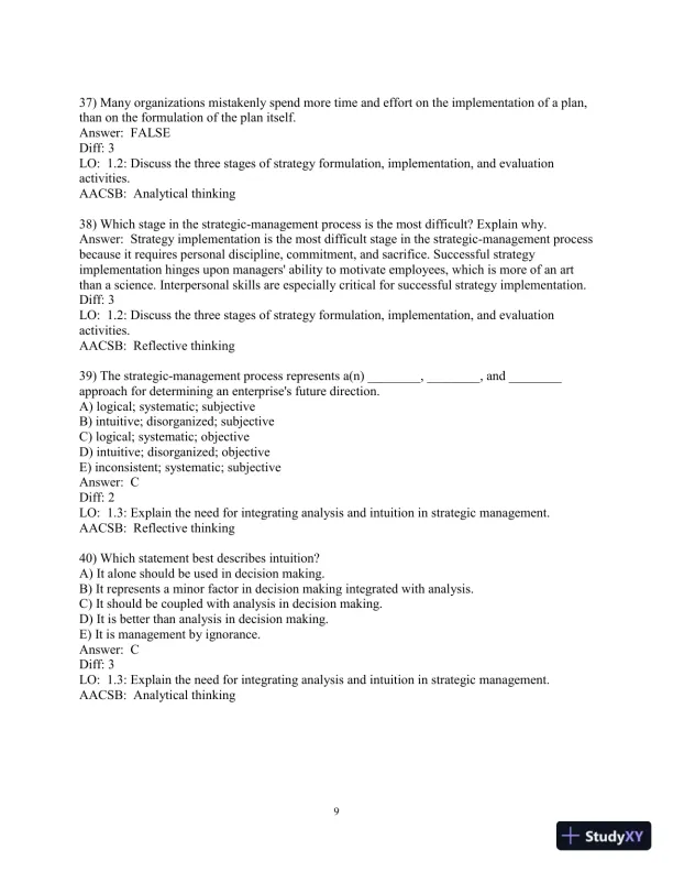 Test Bank for Strategic Management: A Competitive Advantage Approach, Concepts and Cases, 17th Edition - Page 11 preview image