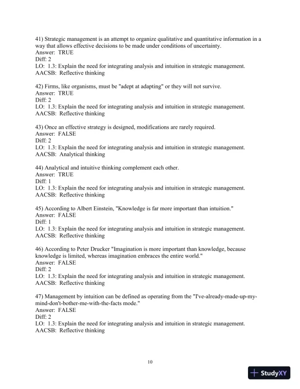 Test Bank for Strategic Management: A Competitive Advantage Approach, Concepts and Cases, 17th Edition - Page 12 preview image
