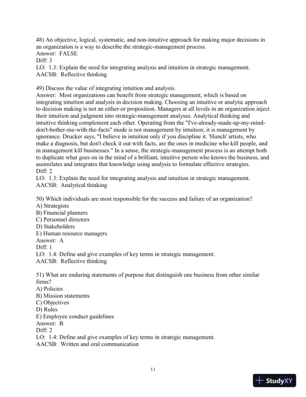 Test Bank for Strategic Management: A Competitive Advantage Approach, Concepts and Cases, 17th Edition - Page 13 preview image