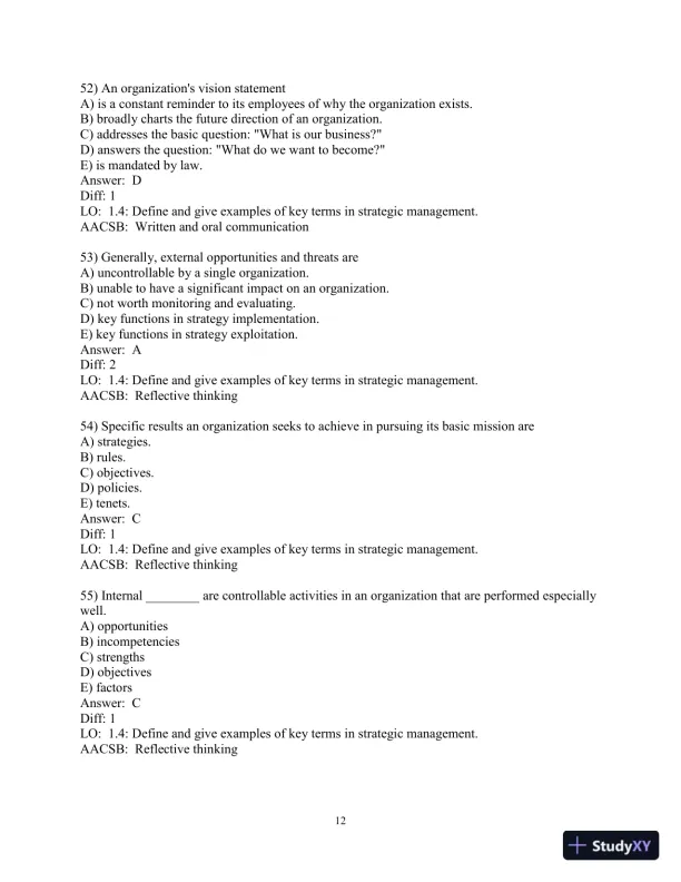 Test Bank for Strategic Management: A Competitive Advantage Approach, Concepts and Cases, 17th Edition - Page 14 preview image
