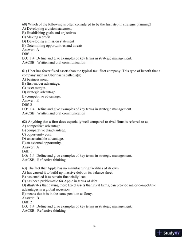Test Bank for Strategic Management: A Competitive Advantage Approach, Concepts and Cases, 17th Edition - Page 16 preview image