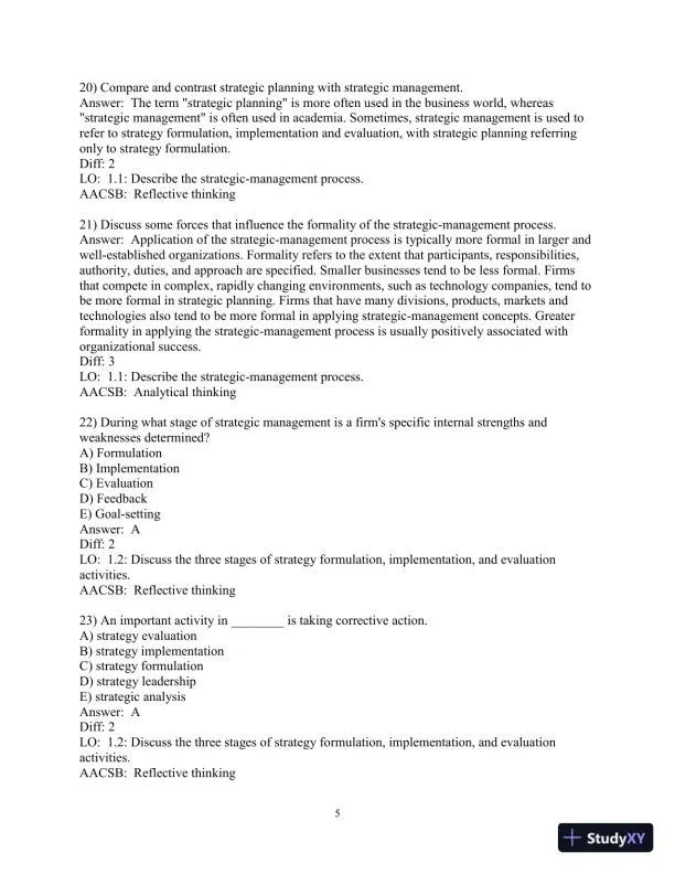 Test Bank for Strategic Management: A Competitive Advantage Approach, Concepts and Cases, 17th Edition - Page 7 preview image