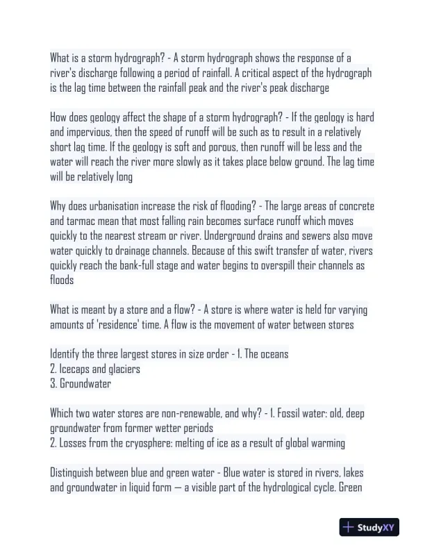 The Water Cycle And Water Insecurity Exam With Answers (32 Solved Questions) - Page 3 preview image