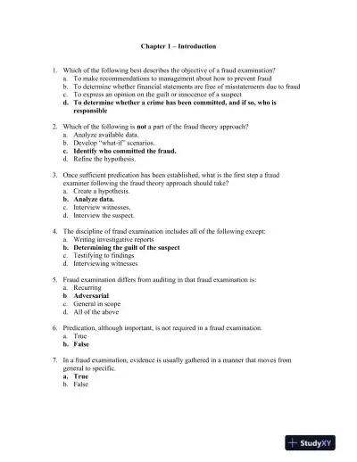 Principles of Fraud Examination 4th Edition Test Bank - Page 1 preview image