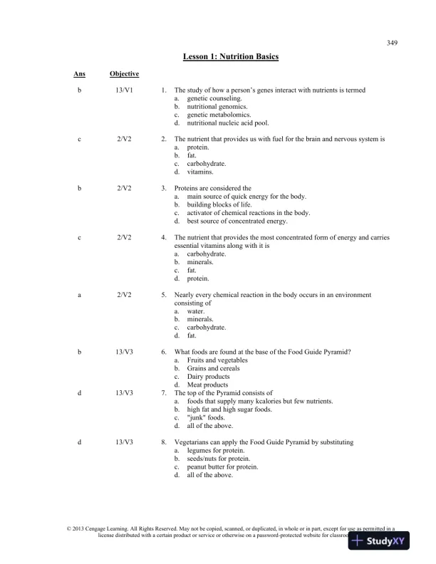 Test Bank For Understanding Nutrition, 13th Edition - Page 1 preview image