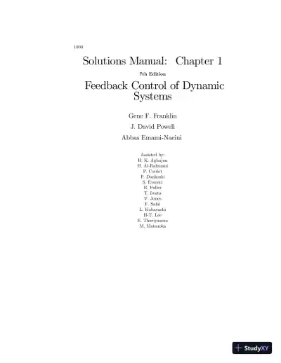 Solution Manual for Feedback Control of Dynamic Systems, 7th Edition - Page 1 preview image
