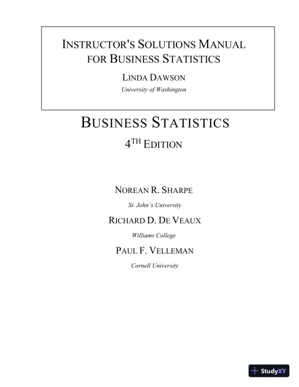 Solution Manual for Business Statistics, 4th Edition - Page 1 preview image