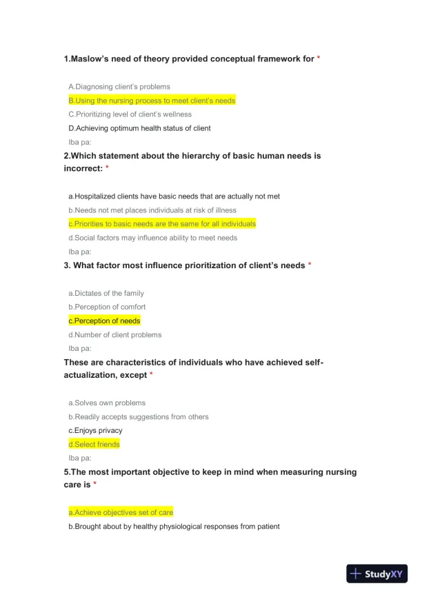 Medical Surgical Practice Exam With Answers (50 Solved Questions) - Page 1 preview image