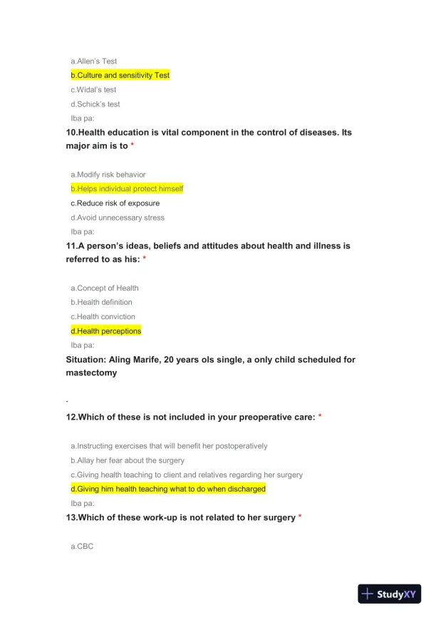 Medical Surgical Practice Exam With Answers (50 Solved Questions) - Page 4 preview image