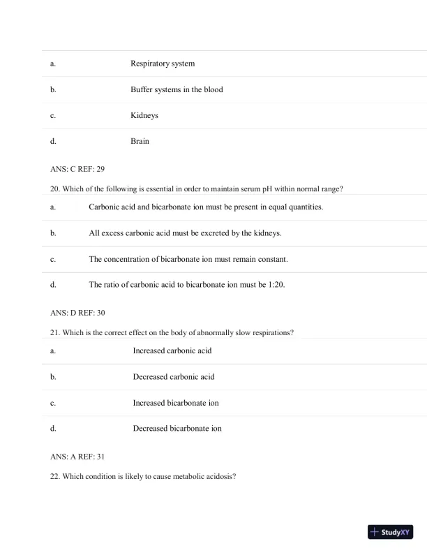 Test Bank for Porth's Essentials of Pathophysiology, 5th Edition (Chapters 1-28) - Page 22 preview image