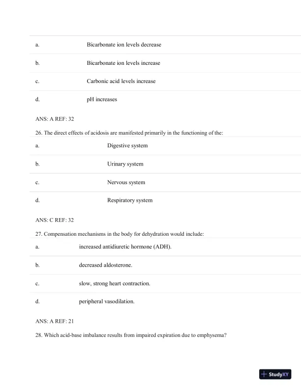Test Bank for Porth's Essentials of Pathophysiology, 5th Edition (Chapters 1-28) - Page 24 preview image