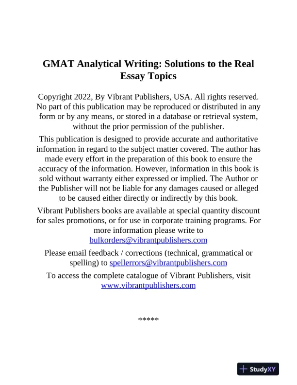 GMAT Analytical Writing: Solutions to the Real Argument Topics (2021) - Page 4 preview image