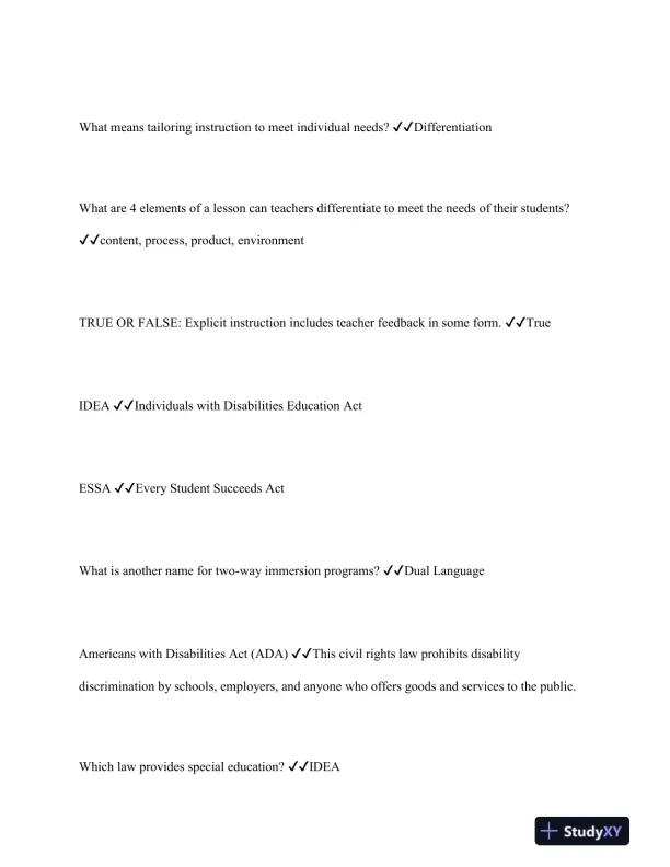 WGU Education Practice Exam With Answers (243 Solved Questions) - Page 14 preview image