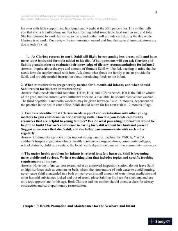 Solution Manual for Principles of Pediatric Nursing Caring for Children, 6th Edition - Page 10 preview image