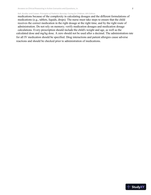 Solution Manual for Principles of Pediatric Nursing Caring for Children, 6th Edition - Page 3 preview image