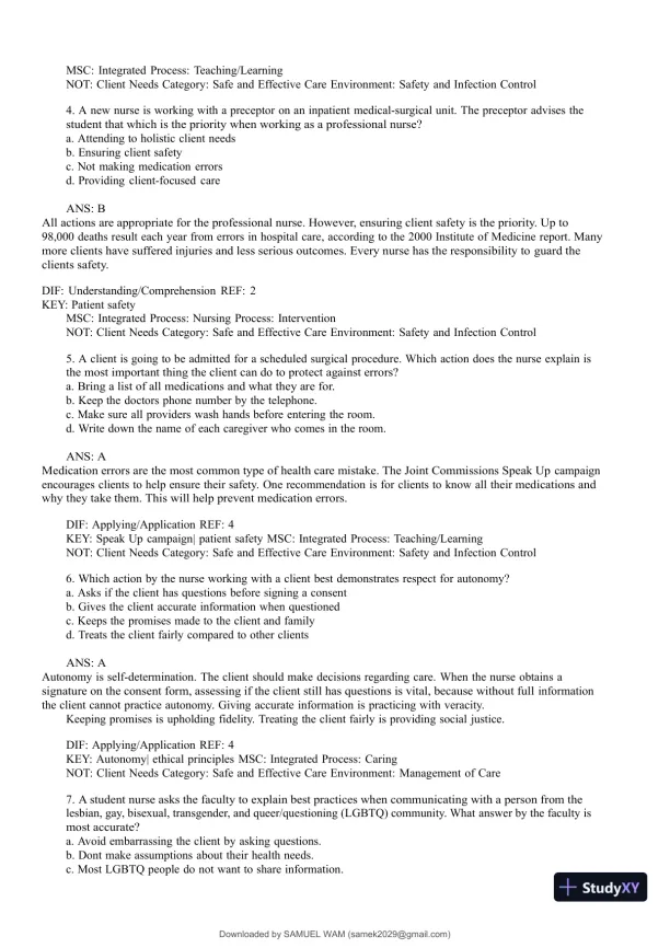 Test Bank for Medical-Surgical Nursing: Concepts for Interprofessional Collaborative Care, 9th Edition (Chapters 1-74) - Page 7 preview image