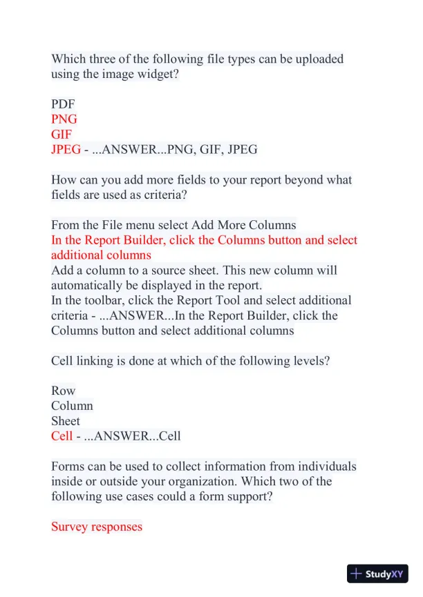 2024 Excel Crash Certification Exam With Answers (150 Solved Questions) - Page 3 preview image