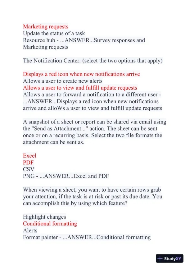 2024 Excel Crash Certification Exam With Answers (150 Solved Questions) - Page 4 preview image