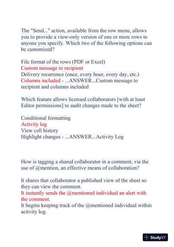 2024 Excel Crash Certification Exam With Answers (150 Solved Questions) - Page 5 preview image