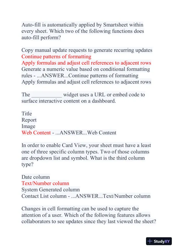 2024 Excel Crash Certification Exam With Answers (150 Solved Questions) - Page 7 preview image