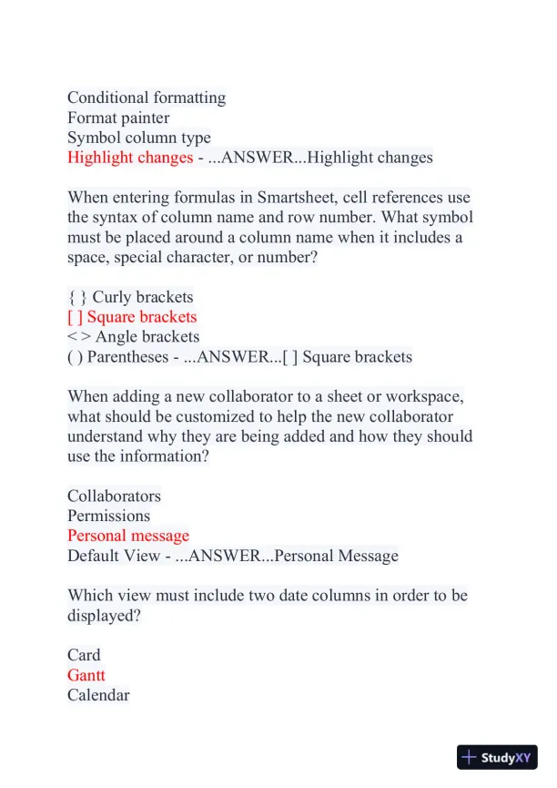 2024 Excel Crash Certification Exam With Answers (150 Solved Questions) - Page 8 preview image