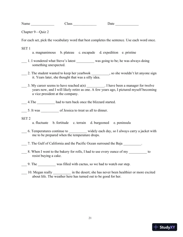 Test Bank for Academic Vocabulary: Academic Words , 6th Edition - Page 25 preview image