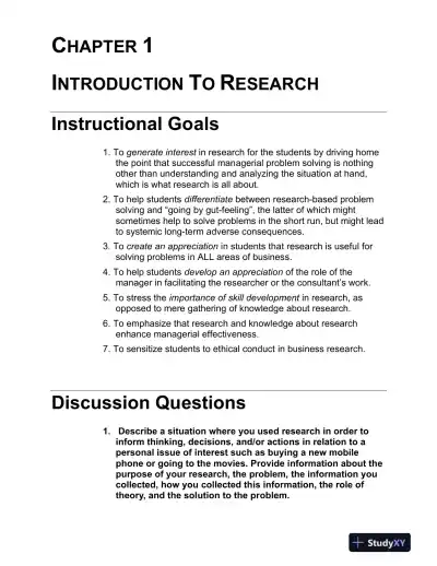 Research Methods For Business: A Skill Building Approach, 7th Edition Solution Manual - Page 1 preview image