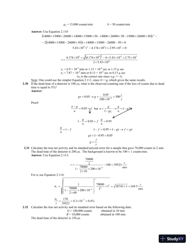 Solution Manual for Measurement and Detection of Radiation, 3rd Edition - Page 13 preview image