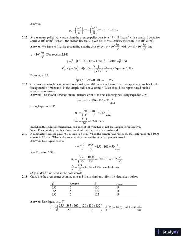 Solution Manual for Measurement and Detection of Radiation, 3rd Edition - Page 8 preview image