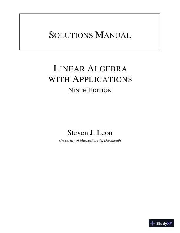 Solution Manual For Linear Algebra With Applications, 8th Edition - Page 1 preview image