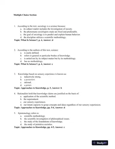 Research Methods in the Social Sciences Eighth Edition Test Bank - Page 1 preview image